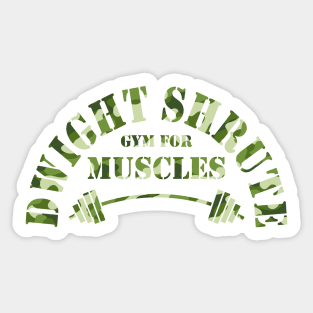 The Office Dwight Schrute Gym For Muscles Camo Sticker